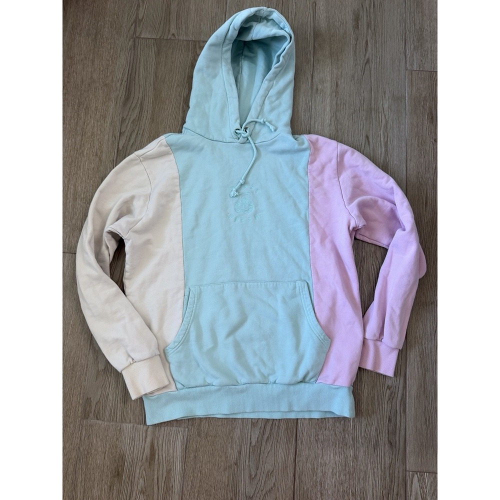Teddy Fresh Embroidered Logo Hoodie Sweatshirt Pastel Colorblock Size Medium